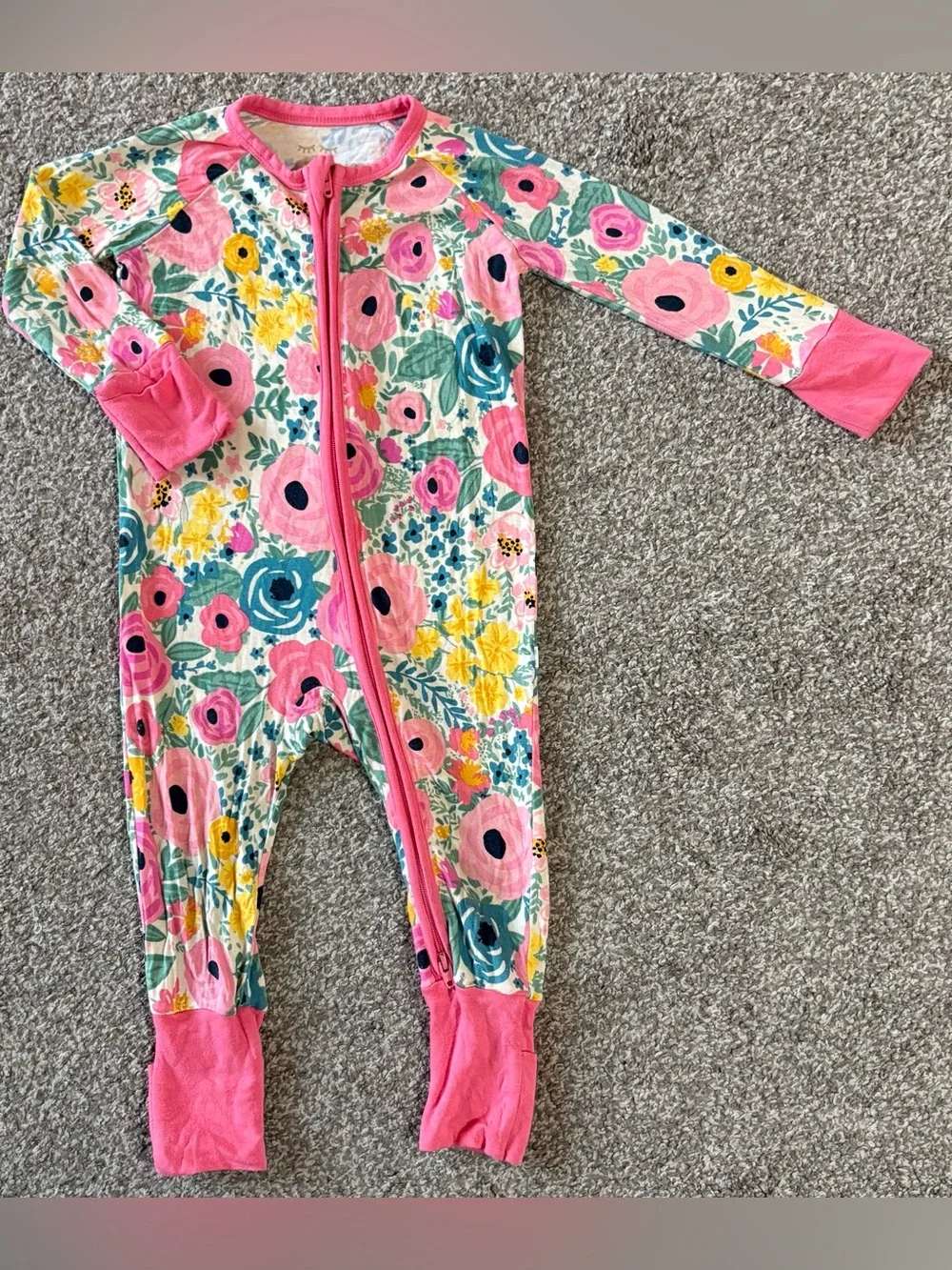 Little Sleepies Floral Zip Footed One-Piece - Pink Multi